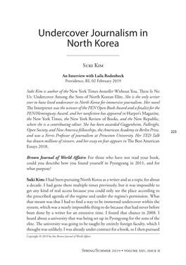 Undercover Journalism in North Korea