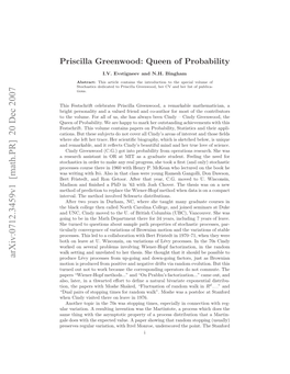 Priscilla Greenwood: Queen of Probability
