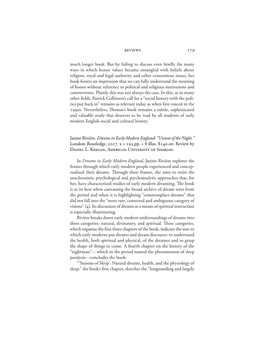 Dreams in Early Modern England: “Visions of the Night.” London: Routledge, 2017