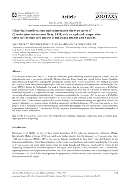 Historical Considerations and Comments on the Type Series of Cyrtodactylus Marmoratus Gray, 1831, with an Updated Comparative Ta