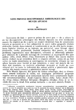 NOTE PRIVIND DESCOPERIRILE ARHEOLOGICE DIN Judeţe: Alba