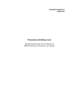 Potassium in Drinking-Water