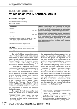 Ethnic Conflicts in North Caucasus