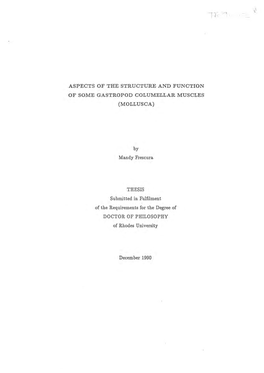 Aspects of the Structure and Function of Some Gastropod Columellar Muscles (Mollusca)