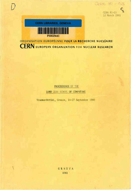 CERN 81-03 12 March 1981 P00025641 ORGANISATION