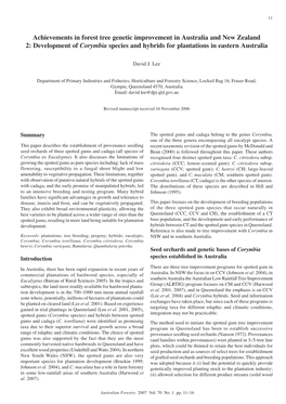 Development of Corymbia Species and Hybrids for Plantations in Eastern Australia