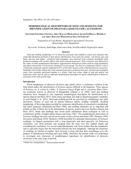 Morphological Descriptors of Seed and Seedling for Identification of Dhaincha (Sesbania Spp.) Accessions