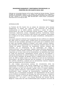 Invasiones Ranqueles Y Montoneras Provinciales, La Frontera De Río
