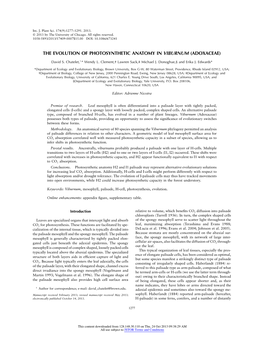 The Evolution of Photosynthetic Anatomy in Viburnum (Adoxaceae)