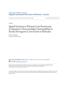 Spatial Variation in Western Corn Rootworm (Coleoptera: Chrysomelidae) Susceptibility to Bacillus Thuringiensis Corn Events in Nebraska Jordan D