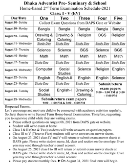 EV...Five...2Nd Term...Exam Routine & Suggestion