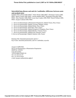 Interstitial Lung Disease and Anti-Jo-1 Antibodies