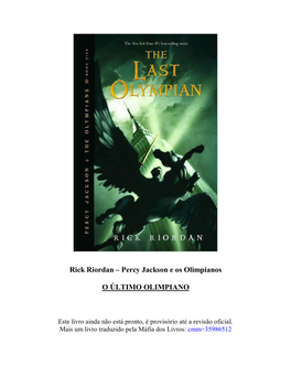 Rick Riordan – Percy Jackson E Os Olimpianos O ÚLTIMO OLIMPIANO