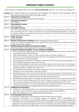 Henshaw Parish Council