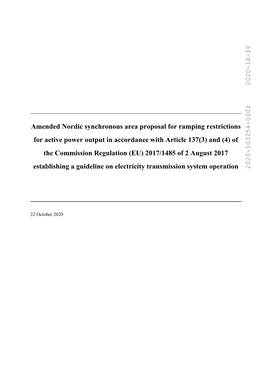 Nordic Synchronous Area Proposal for Ramping