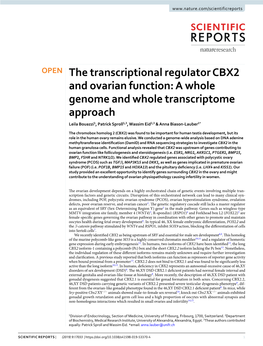 The Transcriptional Regulator CBX2 and Ovarian Function