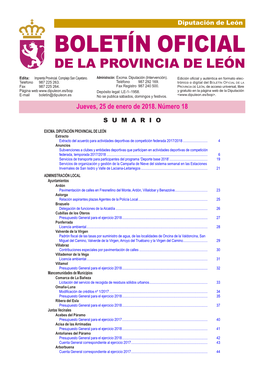 BOLETÍN OFICIAL DE LA PROVINCIA DE LEÓN Edita: Imprenta Provincial