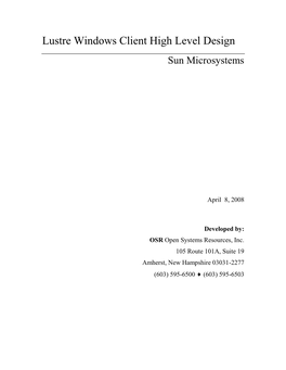 Lustre Windows Client High Level Design Sun Microsystems