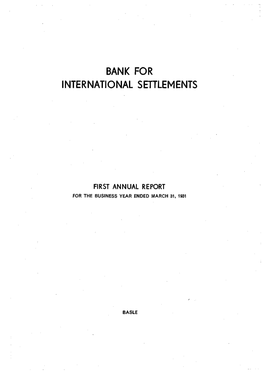 1St Annual Report of the Bank for International Settlements