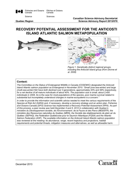 Recovery Potential Assessment for the Anticosti Island Atlantic Salmon Metapopulation