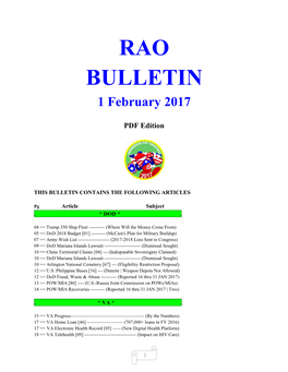 RAO BULLETIN 1 February 2017