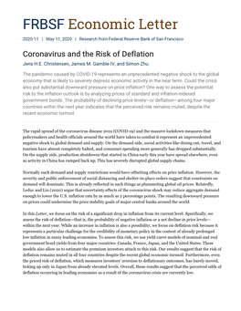 Coronavirus and the Risk of Deflation Jens H.E