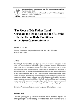 'The Gods of My Father Terah': Abraham the Iconoclast and The