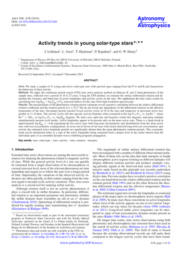 Activity Trends in Young Solar-Type Stars�,