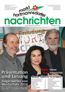 Markt Hartmannsdorfer Nachrichten, Folge 545, Juli 2016