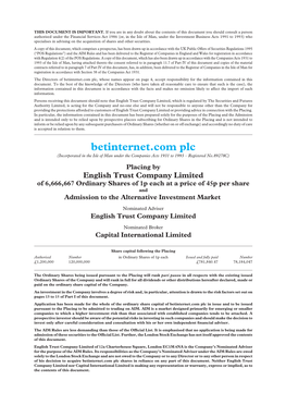 Betinternet.Com Plc, Whose Names Appear on Page 4, Accept Responsibility for the Information Contained in This Document