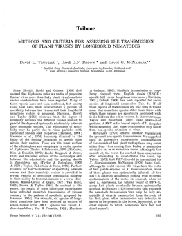 Methods and Criteria for Assessing the Transmission of Plant Viruses by Longidorid Nematodes