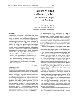 Design Method and Iconography: Le Corbusier S Chapel at Ronchamp