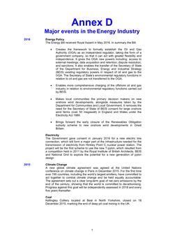 Annex D Major Events in the Energy Industry