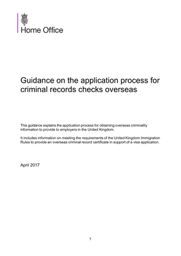 Guidance on the Application Process for Criminal Records Checks Overseas