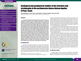 Geological and Geophysical Studies of the Structure and Stratigraphy of the Northwestern Hueco Bolson Aquifer, El Paso, Texas GE