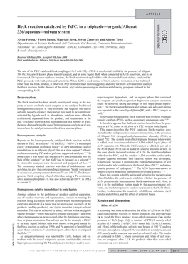 Heck Reaction Catalyzed by Pd/C, in a Triphasic—Organic/Aliquat