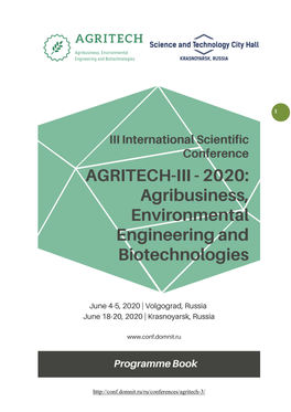 III International Conference on Agribusiness, Environmental Engineering and Biotechnologies - AGRITECH III - 2020