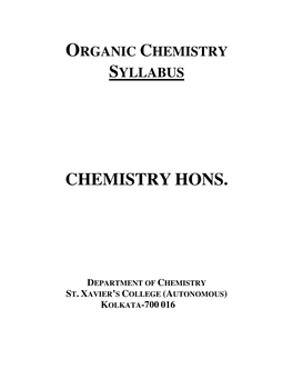 Organic Chemistry (Hons.)