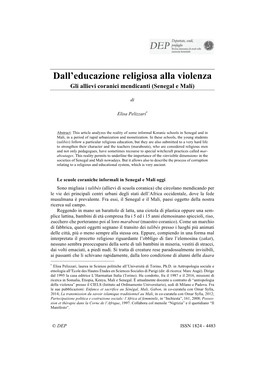 Elisa Pelizzari, Dall'educazione Religiosa Alla Violenza. Gli Allievi