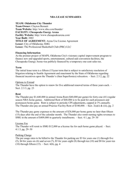 Oklahoma City Thunder, Arena Use License Agreement, March 18, 2008