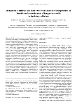 Induction of HSP27 and HSP70 by Constitutive Overexpression of Redd1 Confers Resistance of Lung Cancer Cells to Ionizing Radiation