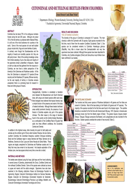 CETONIINAE and RUTELINAE BEETLES from COLOMBIA Jesus Orozco 1 and Jhon Neita 2 1