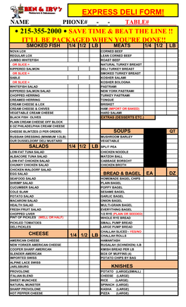 Express Deli Form!