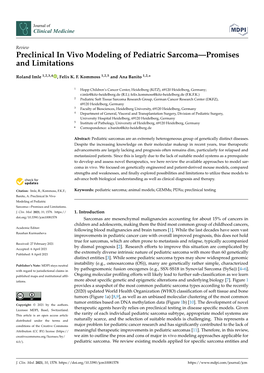 Preclinical in Vivo Modeling of Pediatric Sarcoma—Promises and Limitations