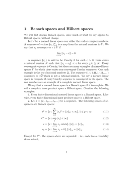 1 Banach Spaces and Hilbert Spaces