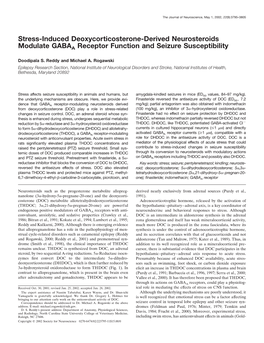 Stress-Induced Deoxycorticosterone-Derived Neurosteroids Modulate GABAA Receptor Function and Seizure Susceptibility