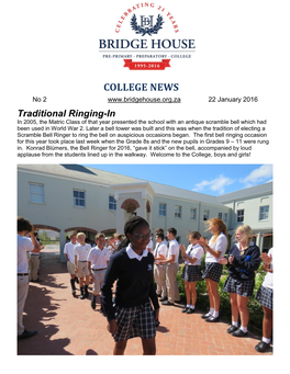 COLLEGE NEWS No 2 22 January 2016