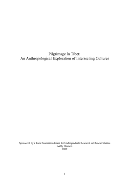 Pilgrimage in Tibet: an Anthropological Exploration of Intersecting Cultures