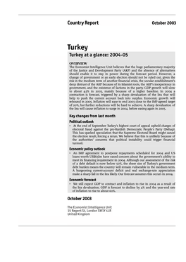 Turkey Turkey at a Glance: 2004-05