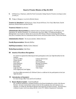Board of Trustee Minutes of May 20, 2019